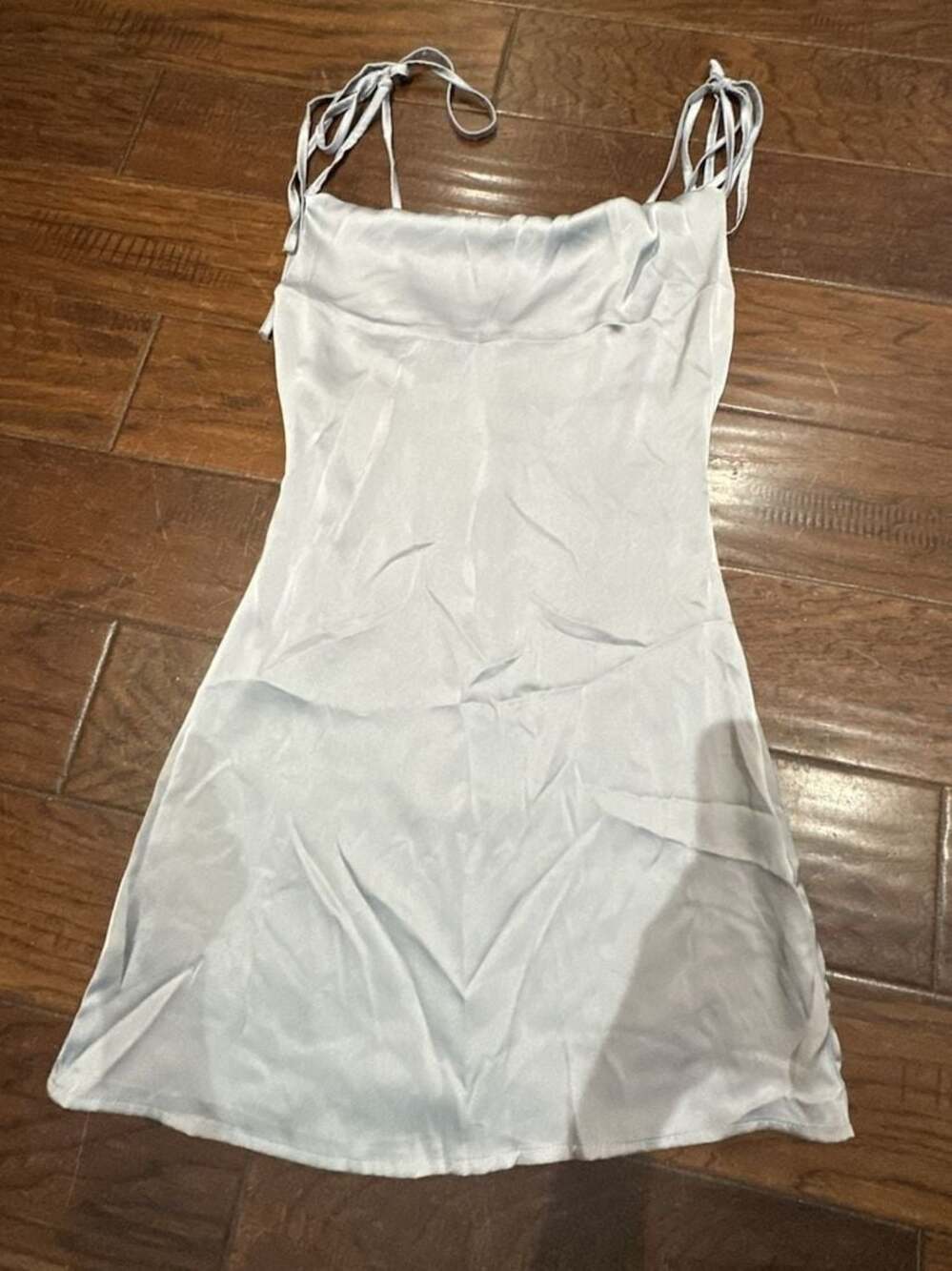 Fashion Sexy Lounge Light Blue Satin Mini Slip Dress Size S